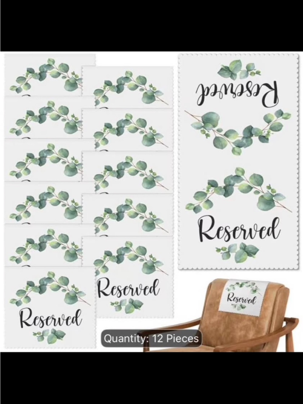 Reserved Chair Signs - Green Eucalyptus Design (Set of 12)